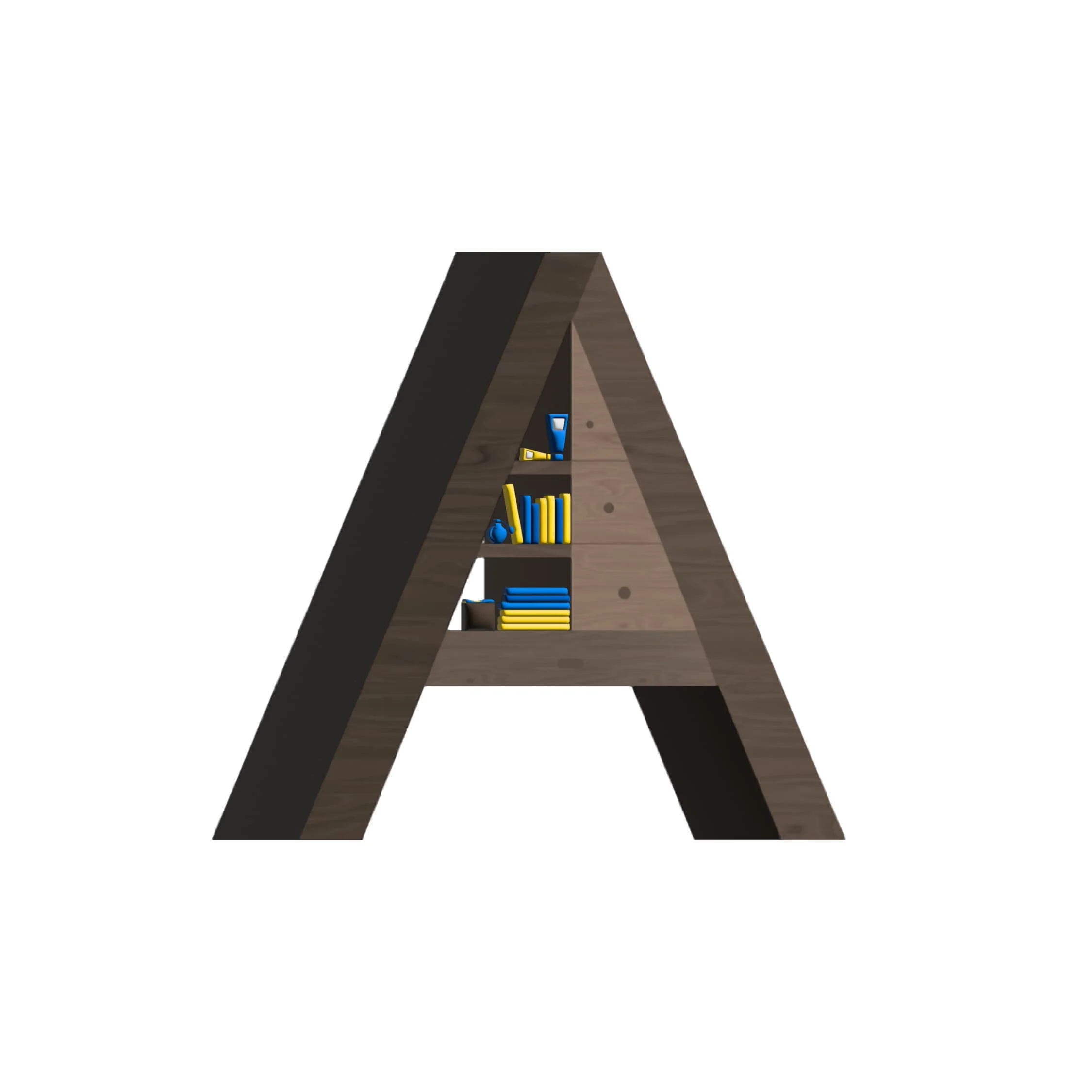 alt="Transformation de la lettre en 3D puis ajout de la texture (ici bois) correspondant à l'article Ikea."