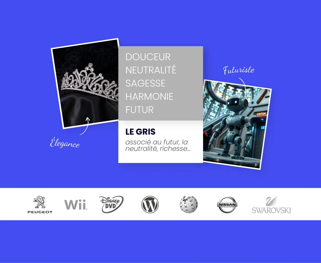 alt="La signification de la couleur grise avec des logos de marques gris"