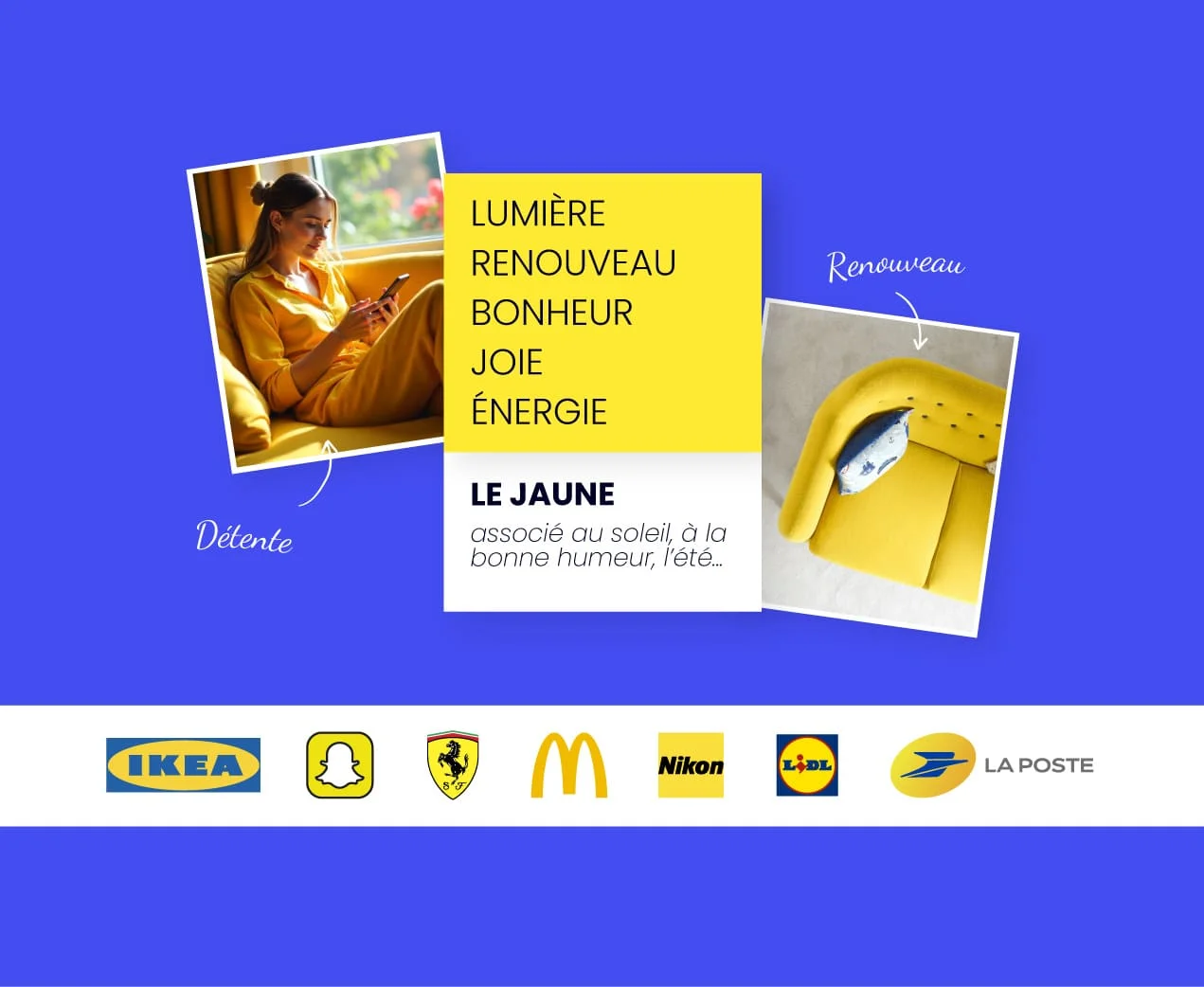 alt="La signification de la couleur jaune avec des logos de marques jaunes"