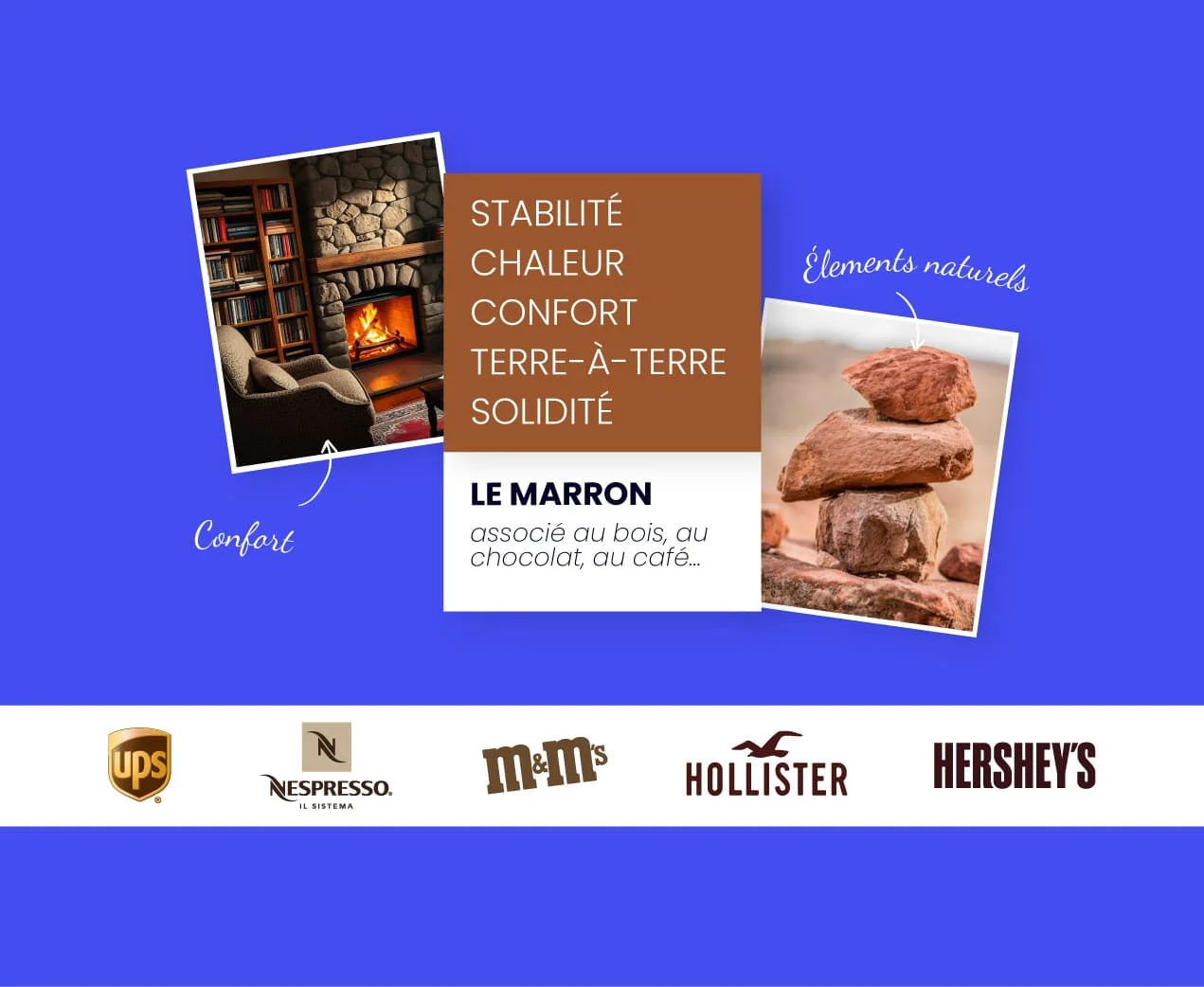 alt="La signification de la couleur marron avec des logos de marques marrons"